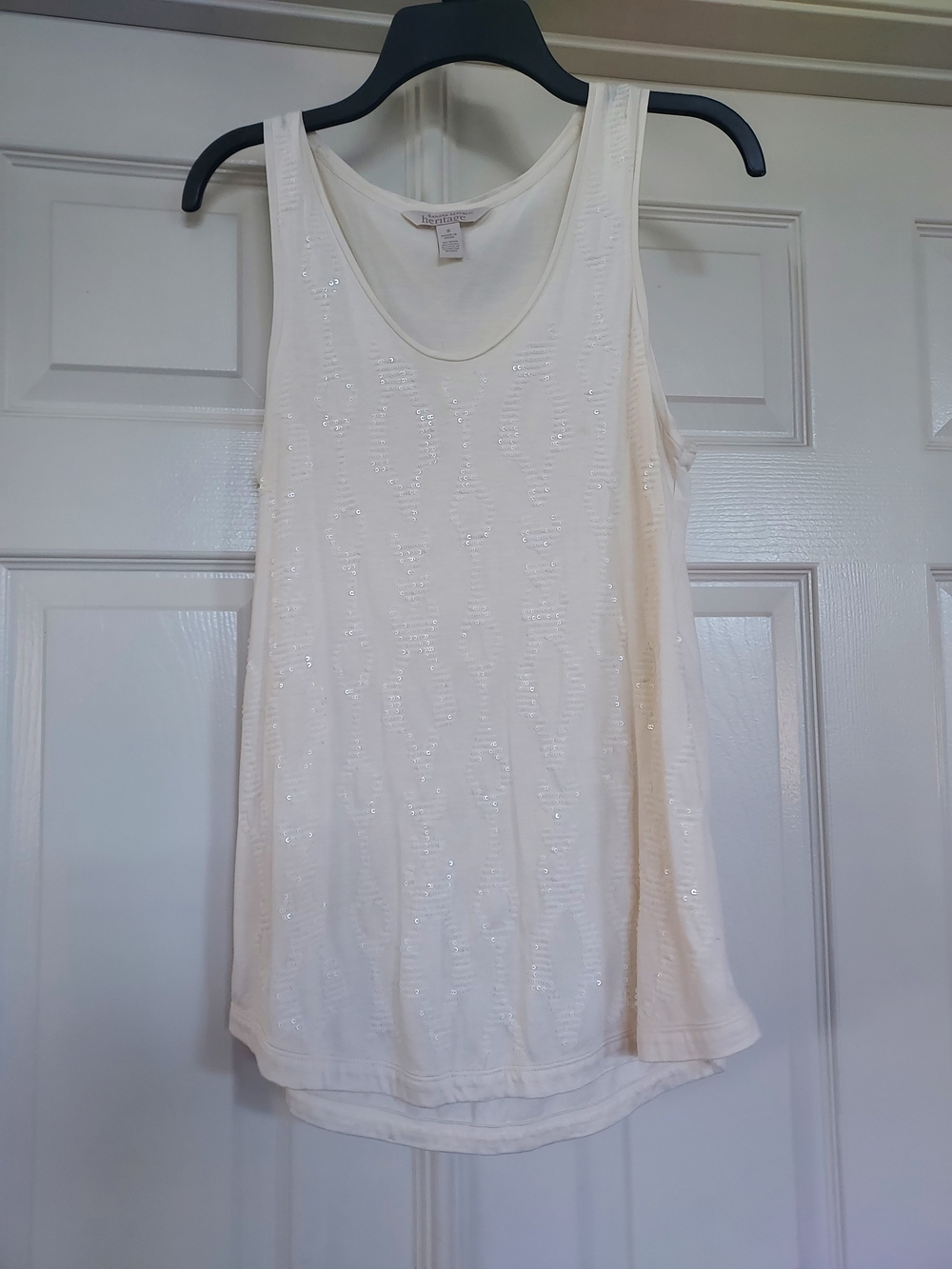 Banana Republic Heritage Cream Sequin Embellished Tank Top, S